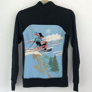 Neve Black Womens Full Zip Up Ski Graphic Pullover Sweater XS